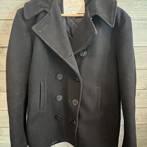 Men's Vintage 100% Wool Double Breasted Black Peacoat